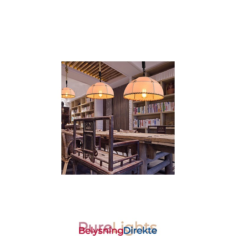 Retro Håndlaget Hamptau-Lysekronelampe I Industriell Landlig Stil