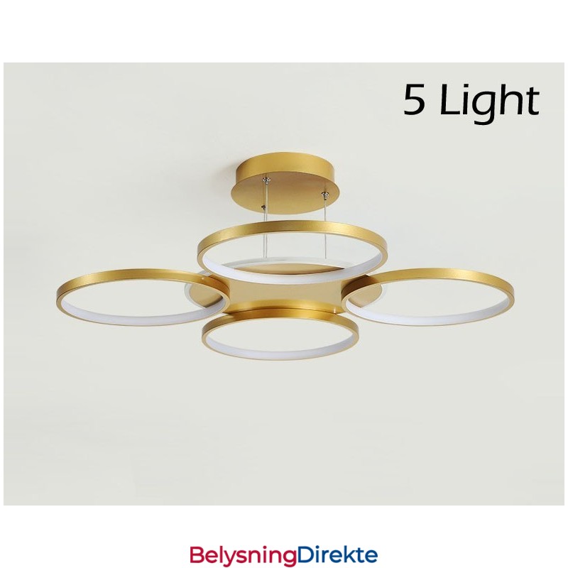 Gullfarget Moderne, Samtidskunstnerisk Nordisk Stil, Sirkelformet Taklysekrone Med Fjernkontroll, Kan Også Brukes Som Vegglampe