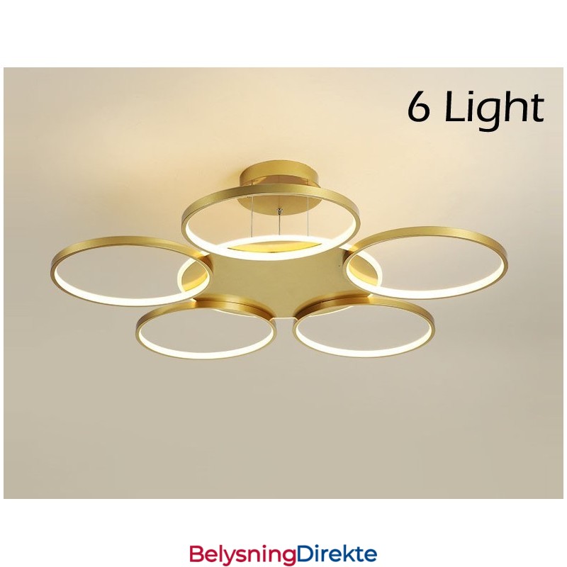 Gullfarget Moderne, Samtidskunstnerisk Nordisk Stil, Sirkelformet Taklysekrone Med Fjernkontroll, Kan Også Brukes Som Vegglampe