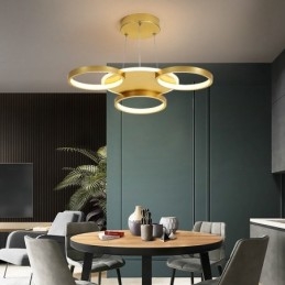 Gullfarget Moderne, Samtidskunstnerisk Nordisk Stil, Sirkelformet Taklysekrone Med Fjernkontroll, Kan Også Brukes Som Vegglampe