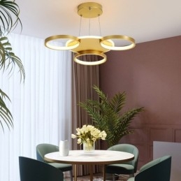 Gullfarget Moderne, Samtidskunstnerisk Nordisk Stil, Sirkelformet Taklysekrone Med Fjernkontroll, Kan Også Brukes Som Vegglampe