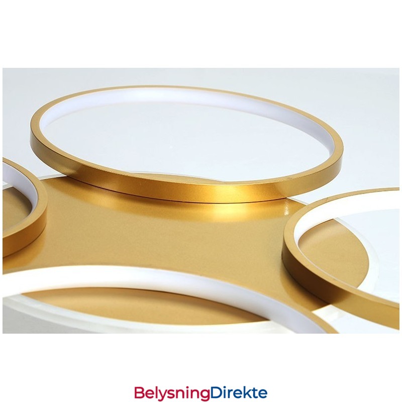 Gullfarget Moderne, Samtidskunstnerisk Nordisk Stil, Sirkelformet Taklysekrone Med Fjernkontroll, Kan Også Brukes Som Vegglampe