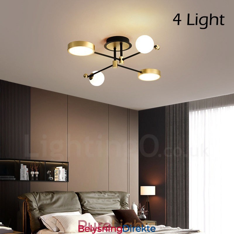 Gullsvart Tak Moderne Metalllysekrone