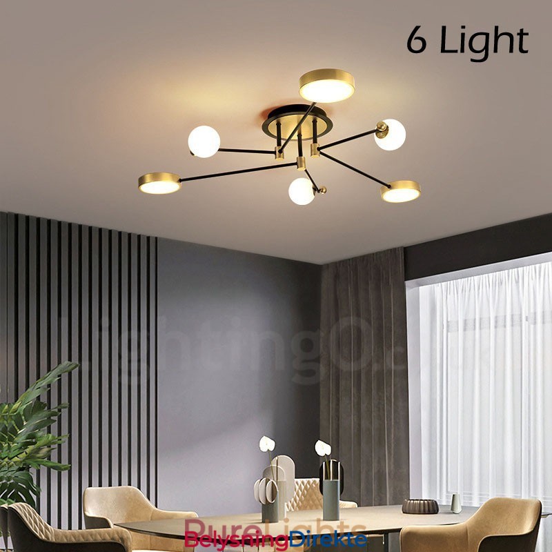 Gullsvart Tak Moderne Metalllysekrone