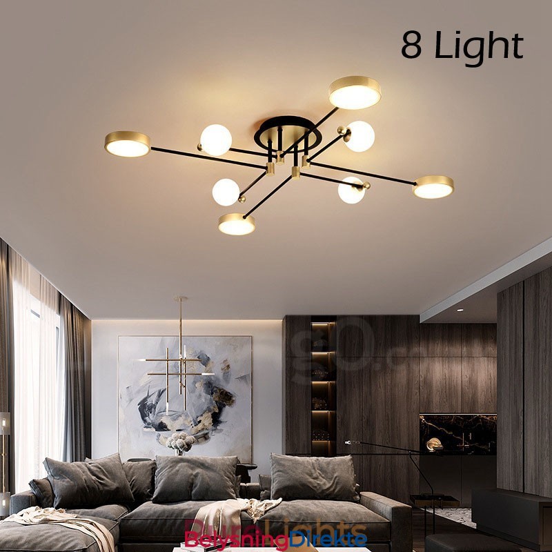 Gullsvart Tak Moderne Metalllysekrone