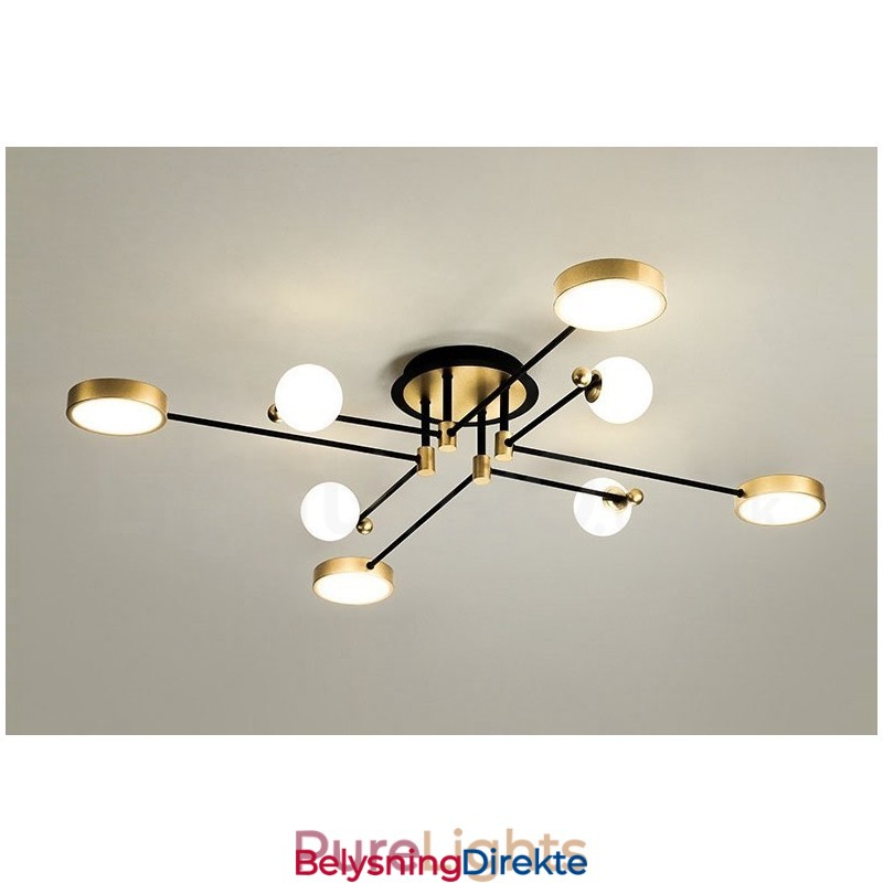 Gullsvart Tak Moderne Metalllysekrone