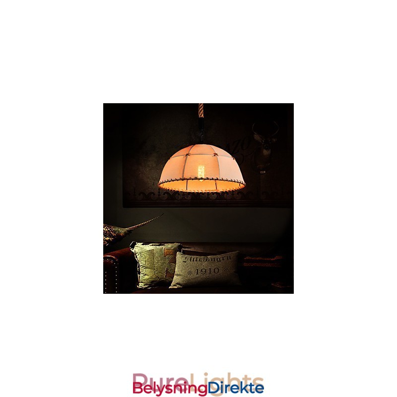Retro Håndlaget Hamptau-Lysekronelampe I Industriell Landlig Stil