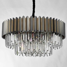 Luksuriøs Postmoderne Sort Og Gull Rund K9 Krystall Anheng Lysekrone Utstillingshall