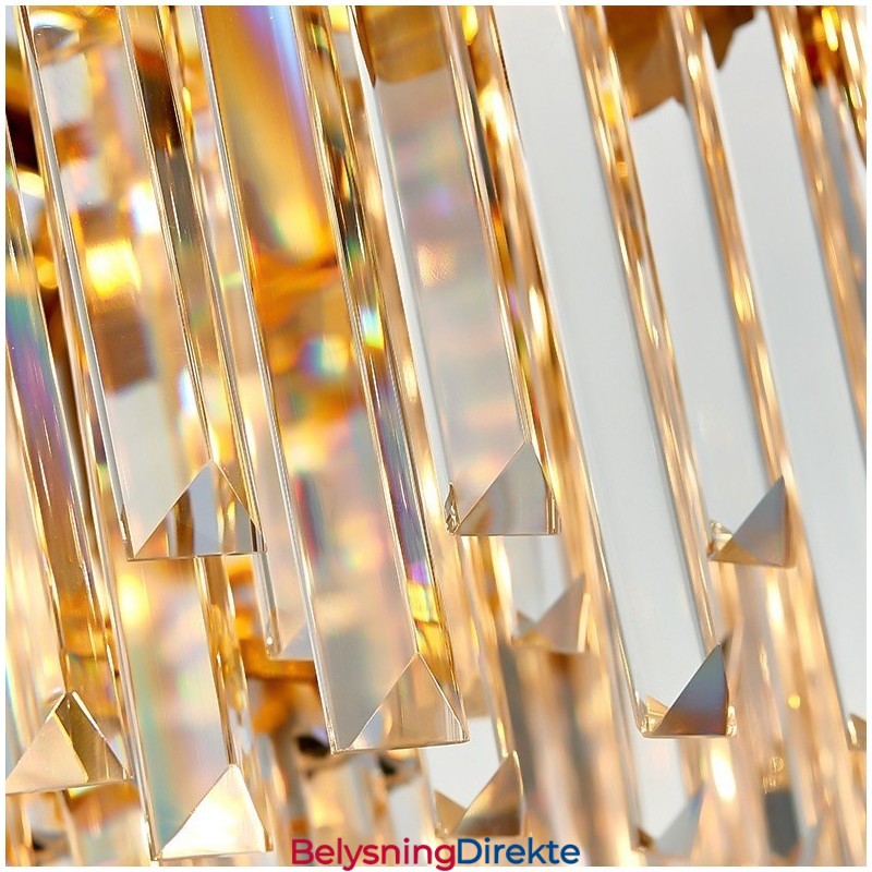 To-Etasjes Luksuriøs Postmoderne Svart Og Gull Rund K9 Krystall Anhengslysekrone