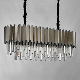 Luksuriøs Postmoderne Sort Og Gull Rund K9 Krystall Anhengslysekrone