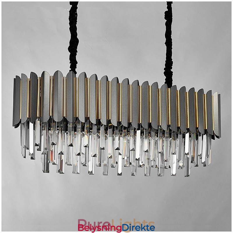 Luksuriøs Postmoderne Sort Og Gull Rund K9 Krystall Anhengslysekrone