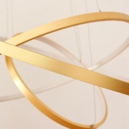 Dimbar Pendellampe Med Fjernkontroll, Gullfarget, Moderne Design, Tre Ringer