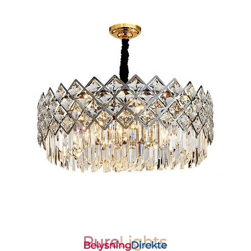 Luksuriøs Postmoderne Sølvrund K9 Krystall Anhengslysekrone