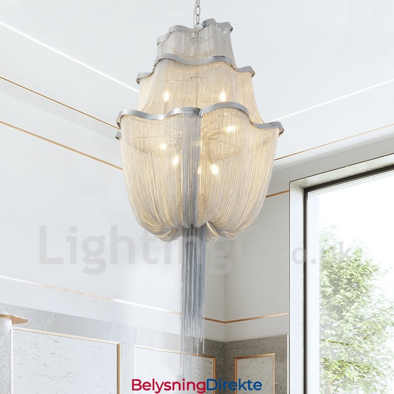 Tassels Lysekrone Designer Anhengslampe Sølvgullfarge