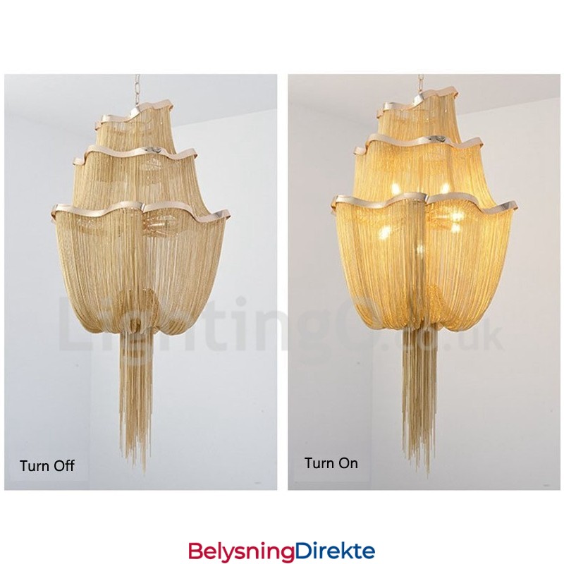 Tassels Lysekrone Designer Anhengslampe Sølvgullfarge