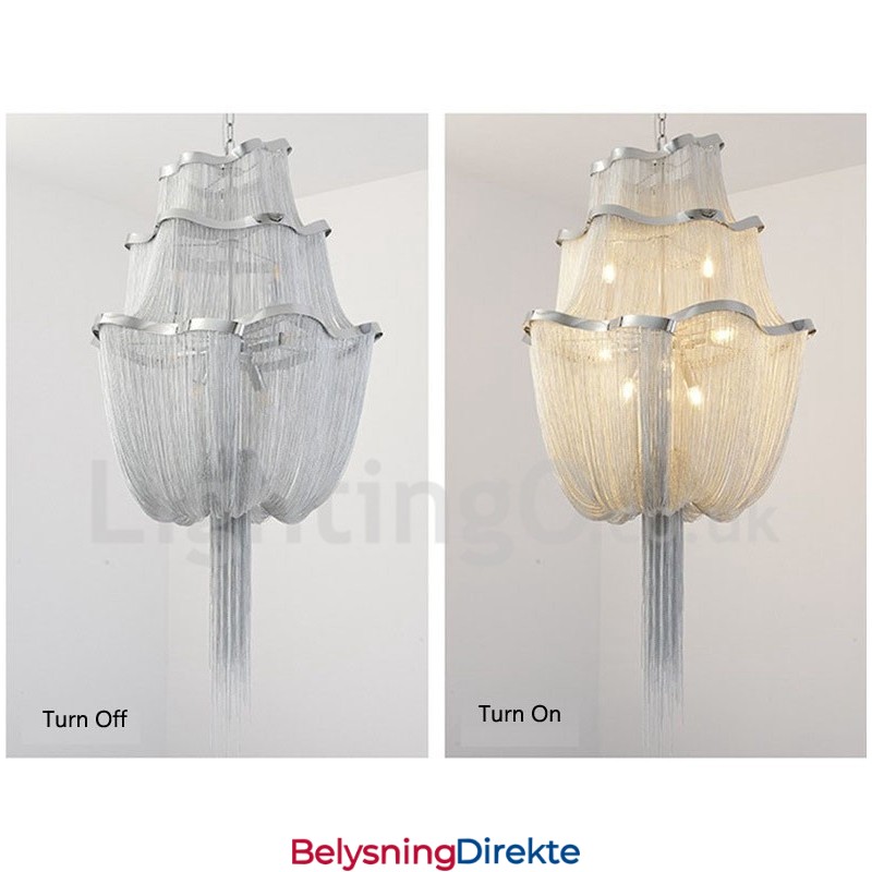 Tassels Lysekrone Designer Anhengslampe Sølvgullfarge