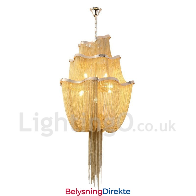 Tassels Lysekrone Designer Anhengslampe Sølvgullfarge