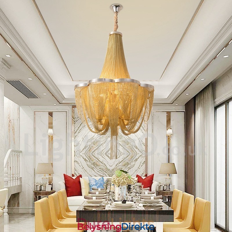 Tassels Lysekrone Designer Anhengslampe Sølvgullfarge