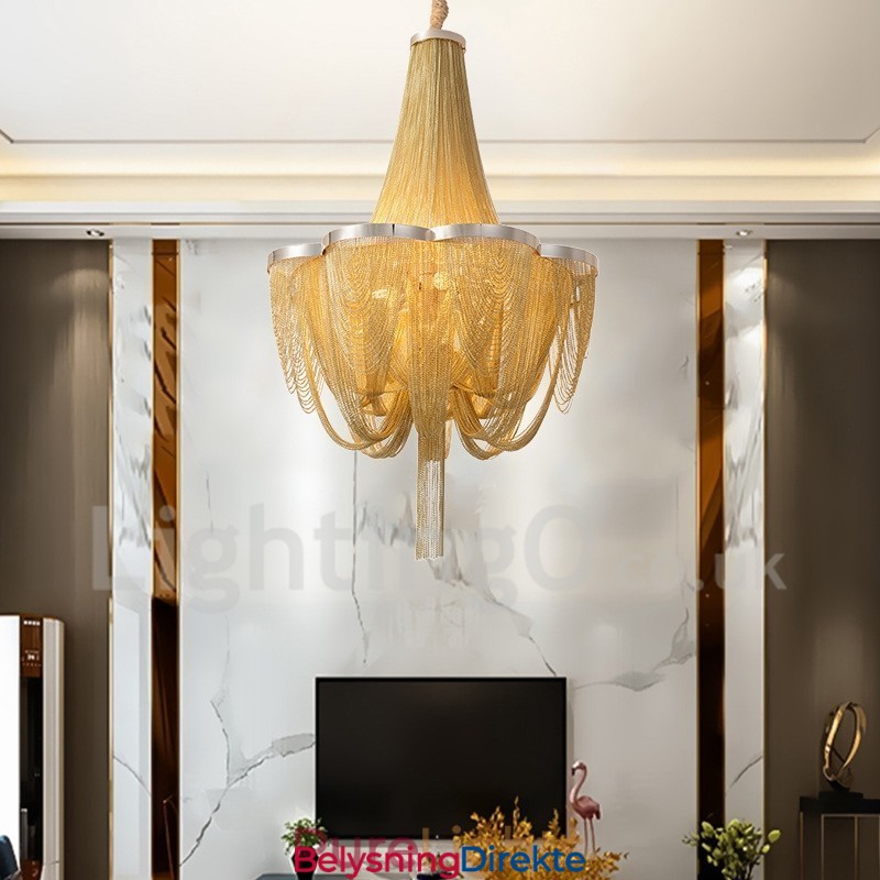 Tassels Lysekrone Designer Anhengslampe Sølvgullfarge