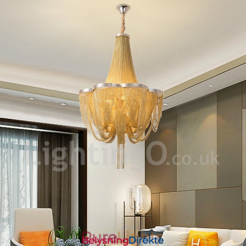 Tassels Lysekrone Designer Anhengslampe Sølvgullfarge