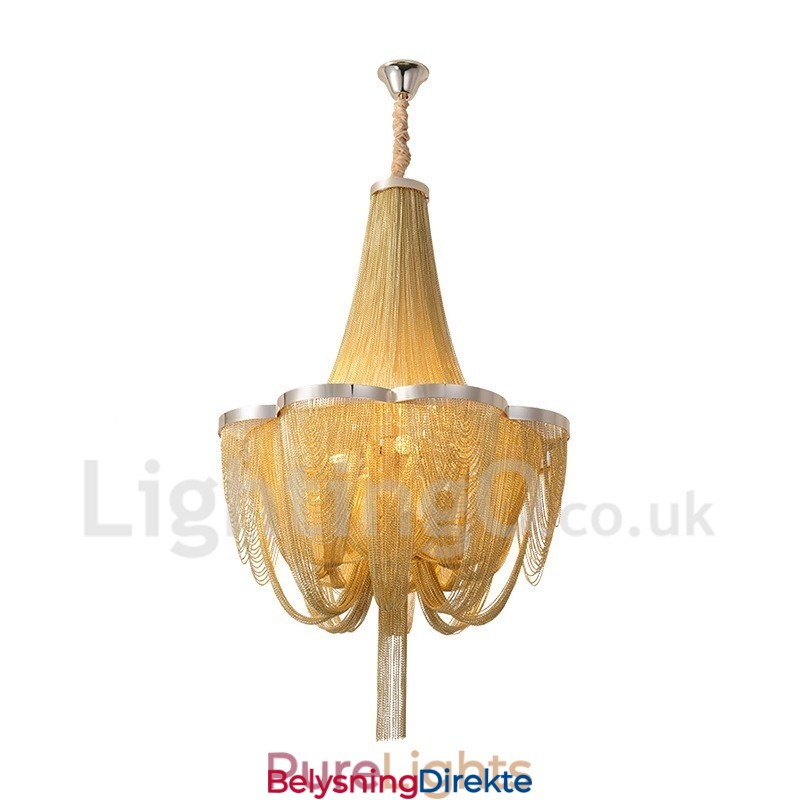 Tassels Lysekrone Designer Anhengslampe Sølvgullfarge