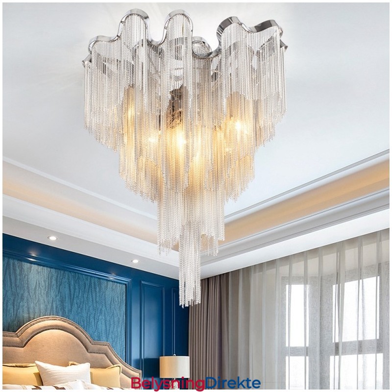 Tassels Lysekrone Designer Taklampe Sølvgullfarge