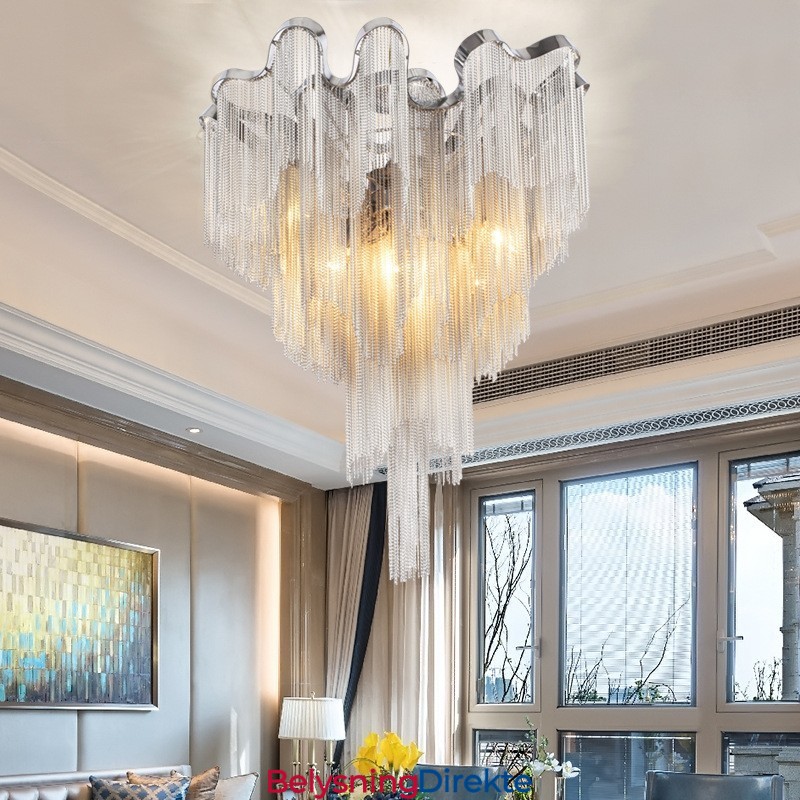 Tassels Lysekrone Designer Taklampe Sølvgullfarge