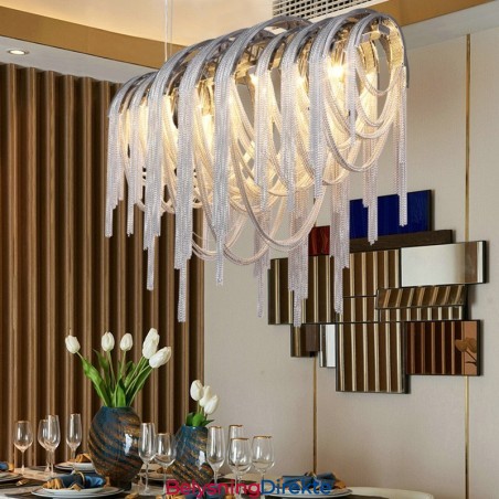 Tassels Lysekrone Designer Anhengslampe Sølvgullfarge