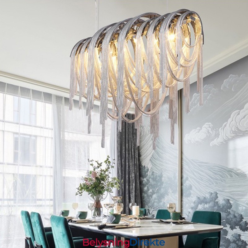 Tassels Lysekrone Designer Anhengslampe Sølvgullfarge