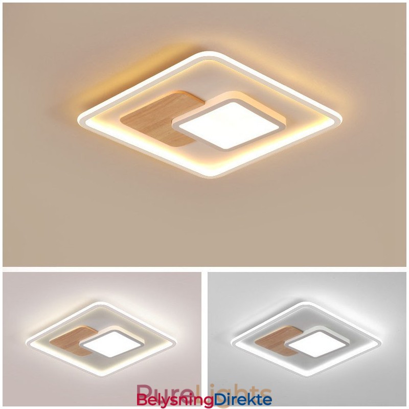 Tre Dimbar Moderne, Samtidskunstnerisk Nordisk Stil Firkantet Innfelt Taklampe Med Fjernkontroll Kan Også Brukes Som Vegglampe