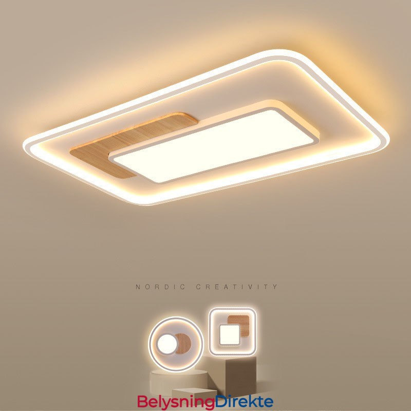 Tre Dimbar Moderne Samtidskunstnerisk Nordisk Stil Rektangulær Innfelt Taklampe Med Fjernkontroll Kan Også Brukes Som Vegglampe