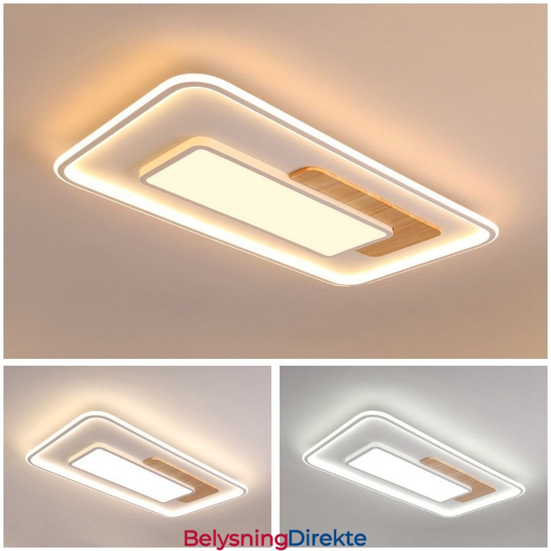 Tre Dimbar Moderne Samtidskunstnerisk Nordisk Stil Rektangulær Innfelt Taklampe Med Fjernkontroll Kan Også Brukes Som Vegglampe