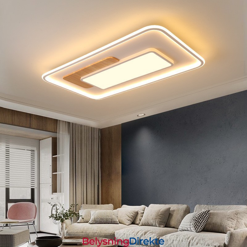 Tre Dimbar Moderne Samtidskunstnerisk Nordisk Stil Rektangulær Innfelt Taklampe Med Fjernkontroll Kan Også Brukes Som Vegglampe