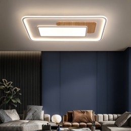 Tre Dimbar Moderne Samtidskunstnerisk Nordisk Stil Rektangulær Innfelt Taklampe Med Fjernkontroll Kan Også Brukes Som Vegglampe