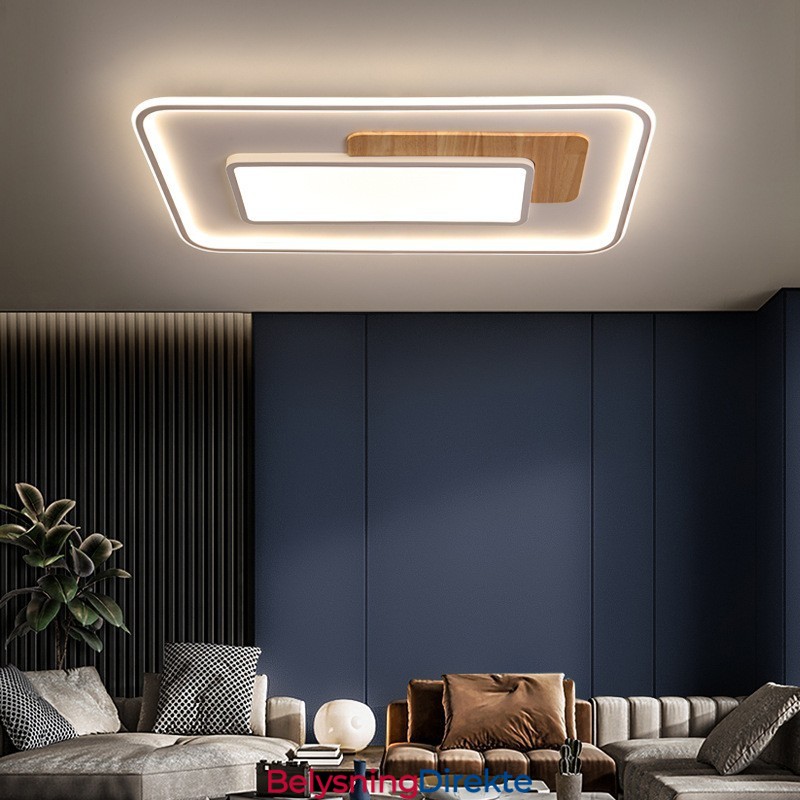 Tre Dimbar Moderne Samtidskunstnerisk Nordisk Stil Rektangulær Innfelt Taklampe Med Fjernkontroll Kan Også Brukes Som Vegglampe