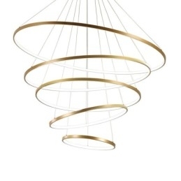 Stor Pendellampe Med 4 Ringer Og 5 Ringer I Svart Og Hvitt Gull, Moderne Design