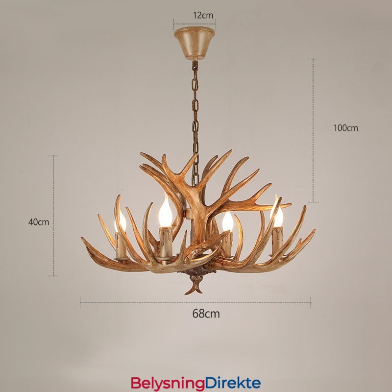 Rustikk Kunstnerisk Retro Antikk Lysekrone Med 4 Lys