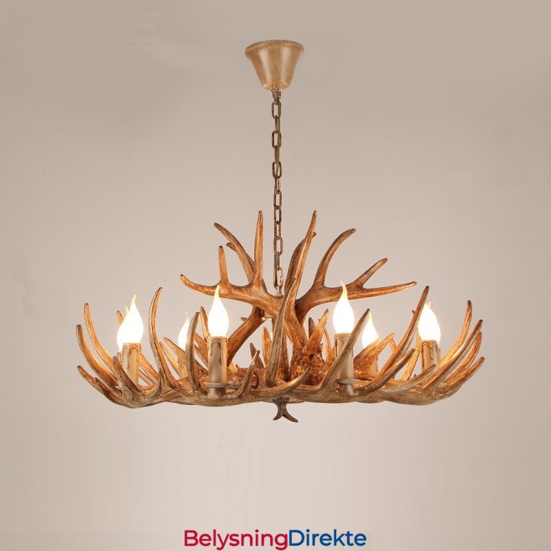Lys I To Etasjer Rustikk Kunstnerisk Retro Antikk Lysekrone Med Gevir