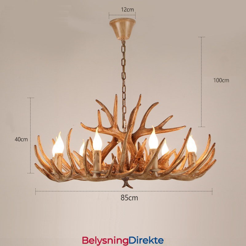 Lys I To Etasjer Rustikk Kunstnerisk Retro Antikk Lysekrone Med Gevir