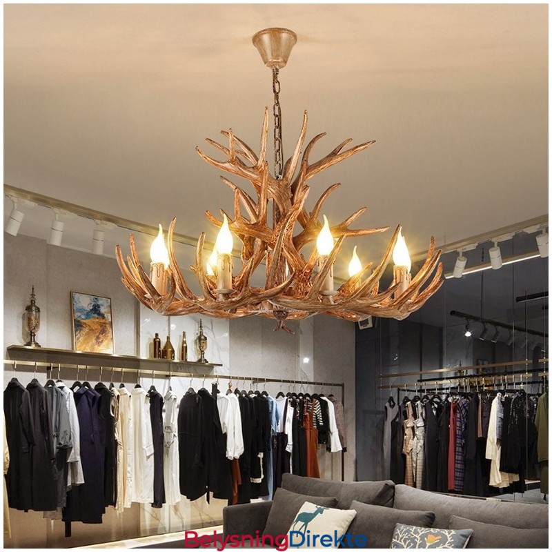 9 Lys Tre-Etasjes Rustikk Kunstnerisk Retro Gevir Antikk Lysekrone