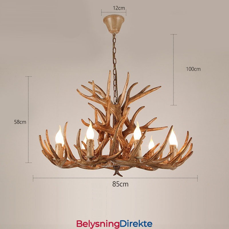 9 Lys Tre-Etasjes Rustikk Kunstnerisk Retro Gevir Antikk Lysekrone