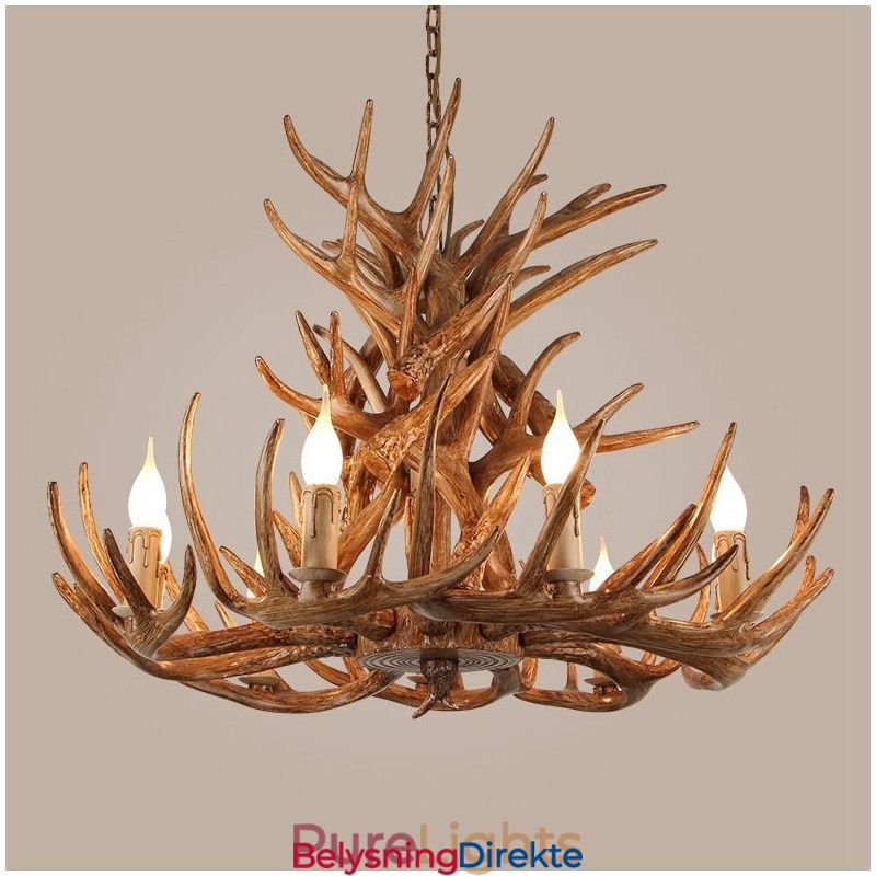 9 Lys, 4-Lags Rustikk Kunstnerisk Retro Gevir Antikk Lysekrone