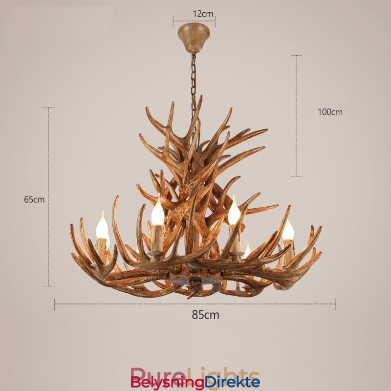 9 Lys, 4-Lags Rustikk Kunstnerisk Retro Gevir Antikk Lysekrone