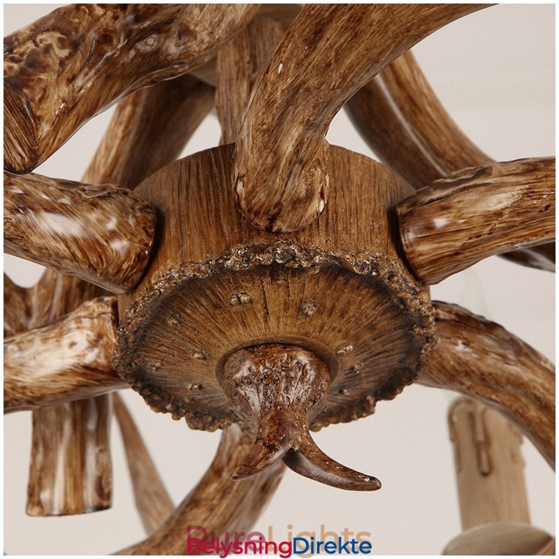 9 Lys, 4-Lags Rustikk Kunstnerisk Retro Gevir Antikk Lysekrone