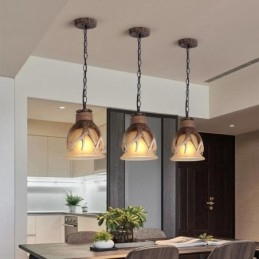 Rustikk, Kunstnerisk Retro Antikk Pendellampe Med Glassskjerm, Én Lyskilde