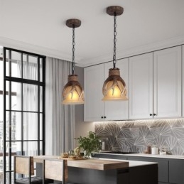 Rustikk, Kunstnerisk Retro Antikk Pendellampe Med Glassskjerm, Én Lyskilde