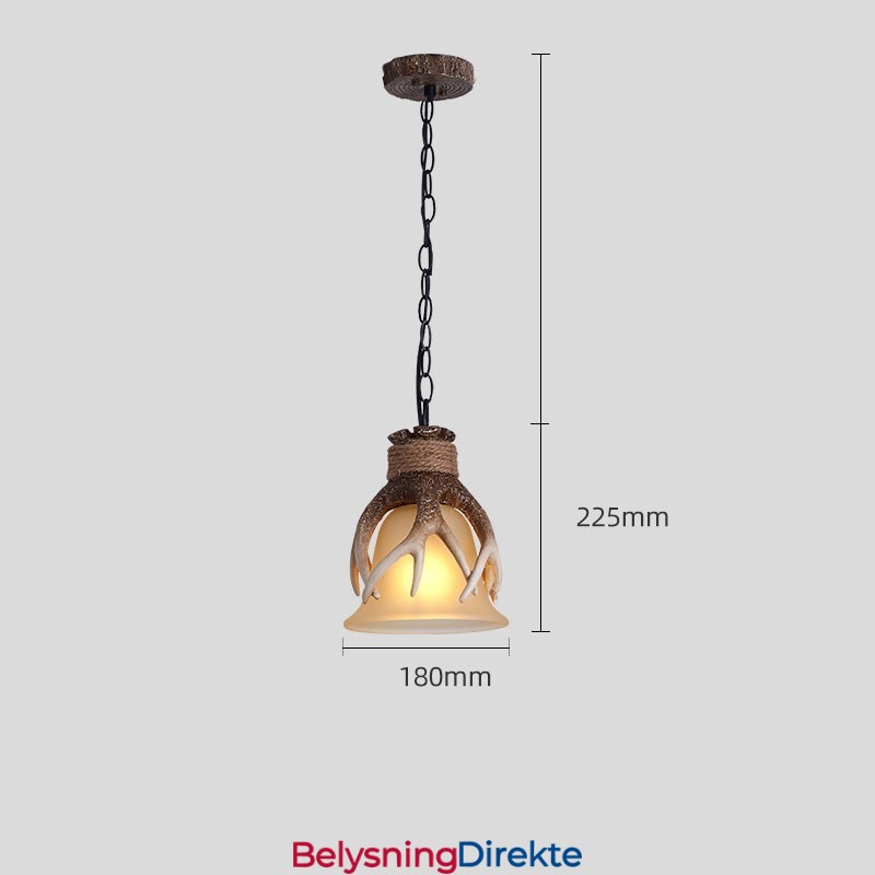 Rustikk, Kunstnerisk Retro Antikk Pendellampe Med Glassskjerm, Én Lyskilde