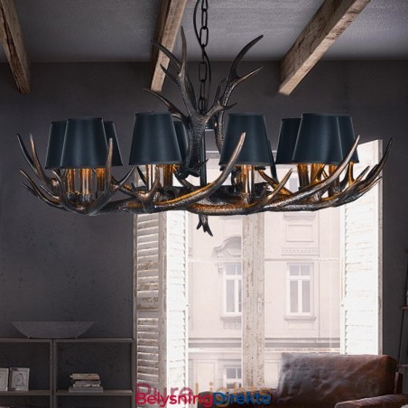 Retro Antler Antikk Lysekrone Med Skjermer