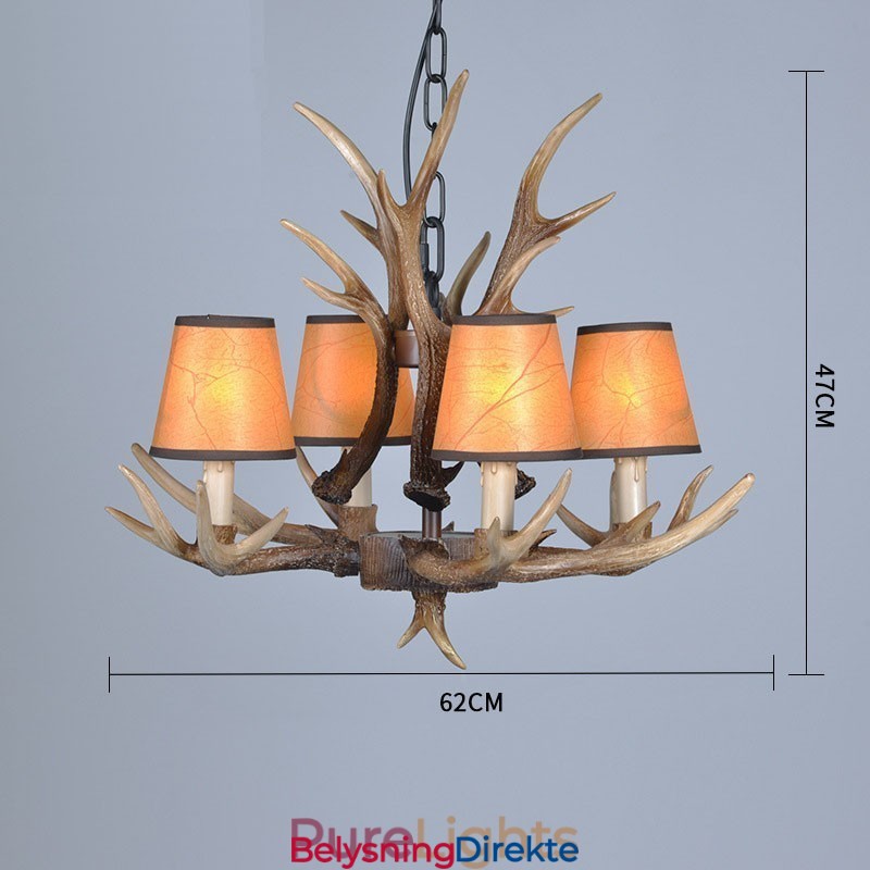 Rustikk, Kunstnerisk, Retro, Antikk Lysekrone Med 4 Lys Og Skjermer