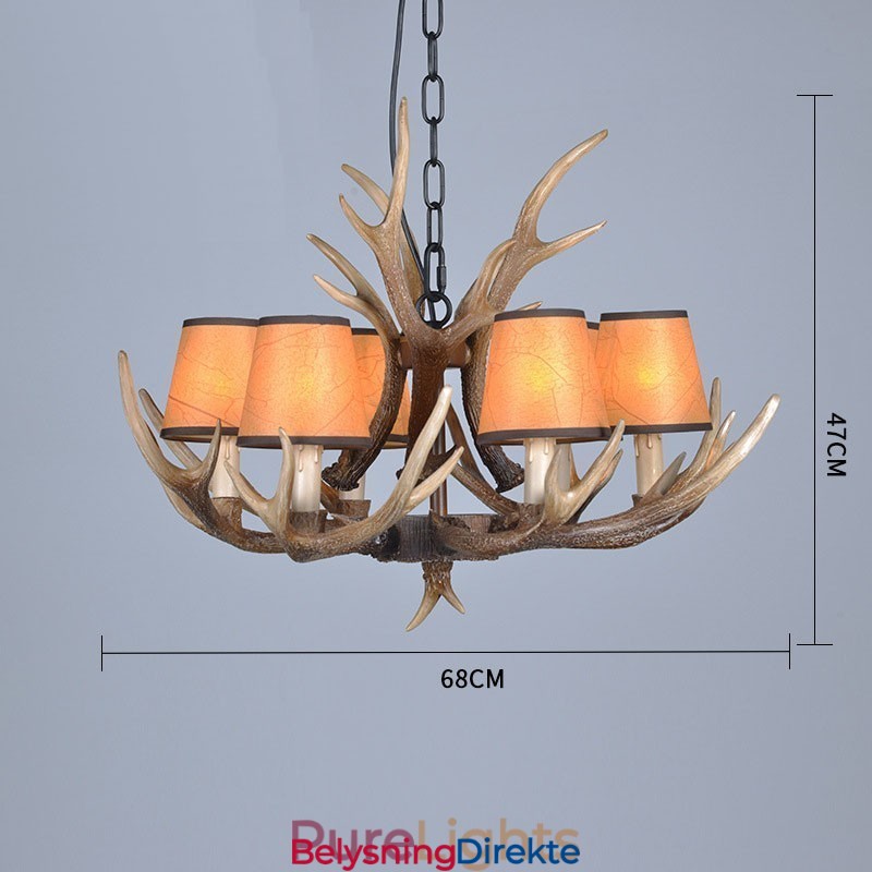 Rustikk, Kunstnerisk, Retro, Antikk Lysekrone Med 6 Lys Og Skjermer